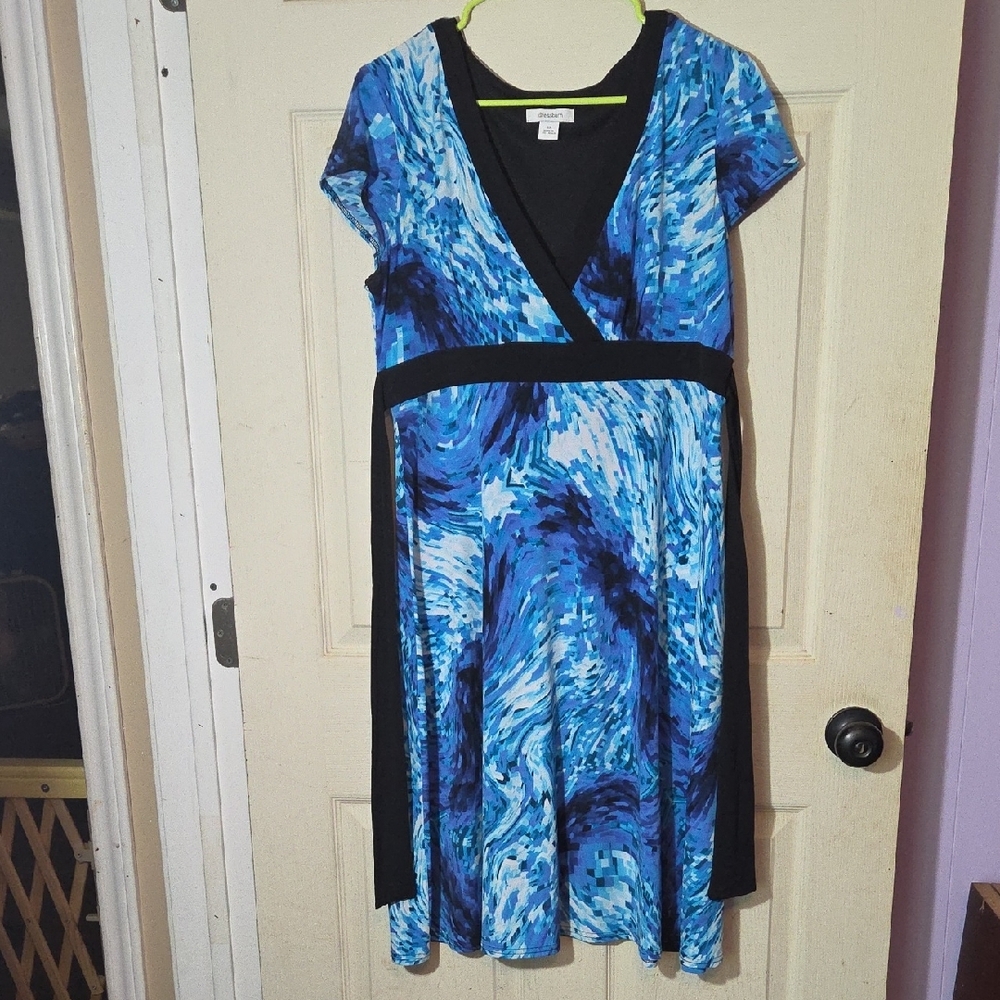 Blue Flutter Sleeve Wrap Midi Sundress